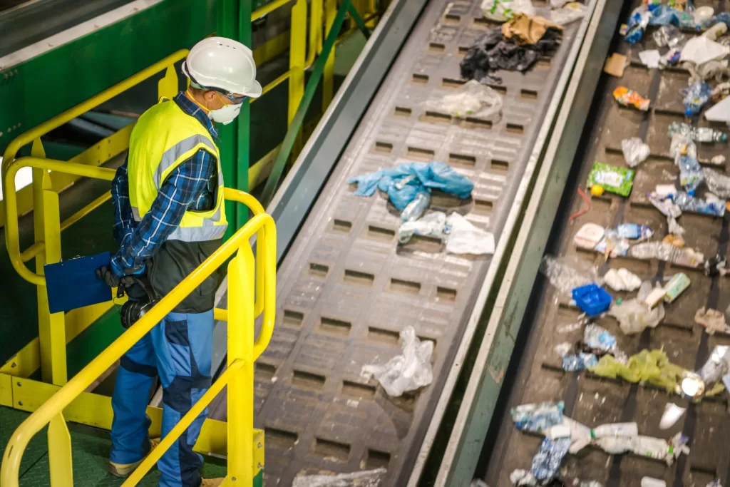 a site supervisor site inspect on waste management sorting facility