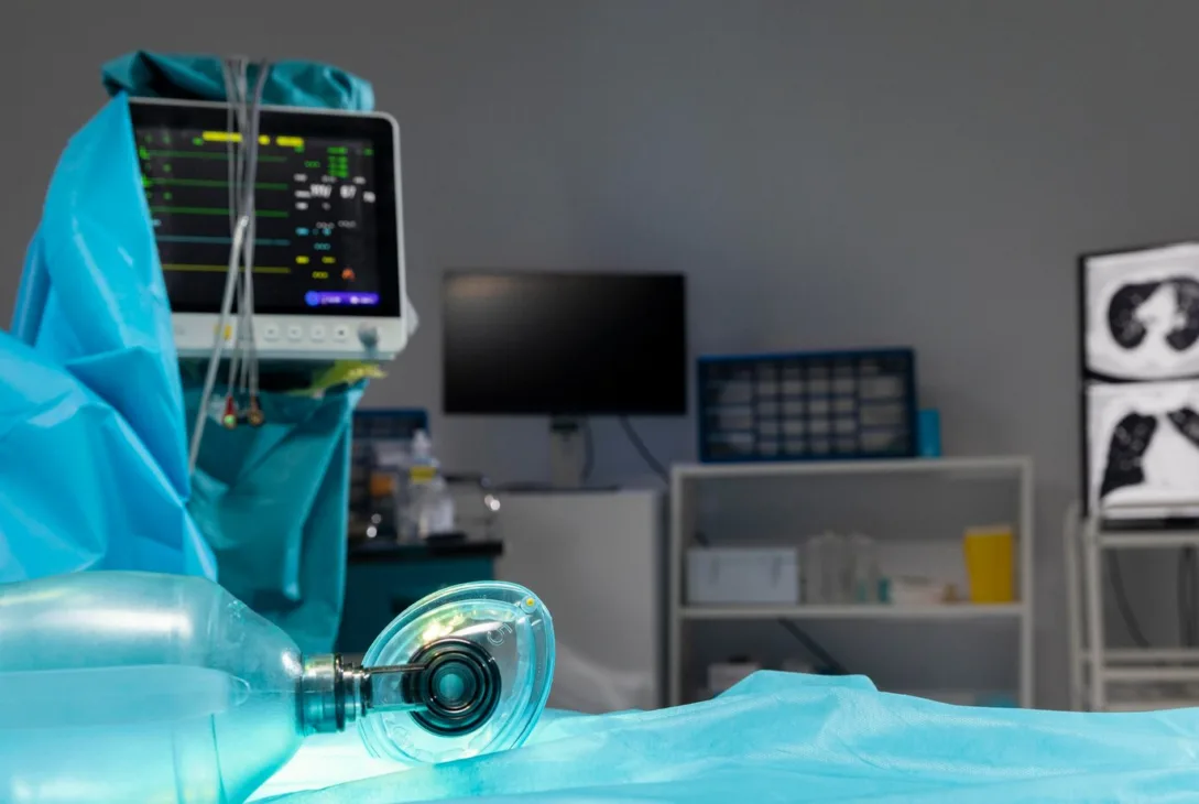 surgical equipment in hospital with patient monitors