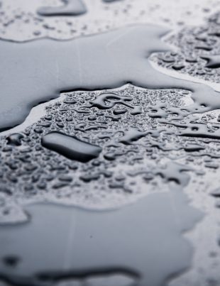 water drops on a waterproof surface