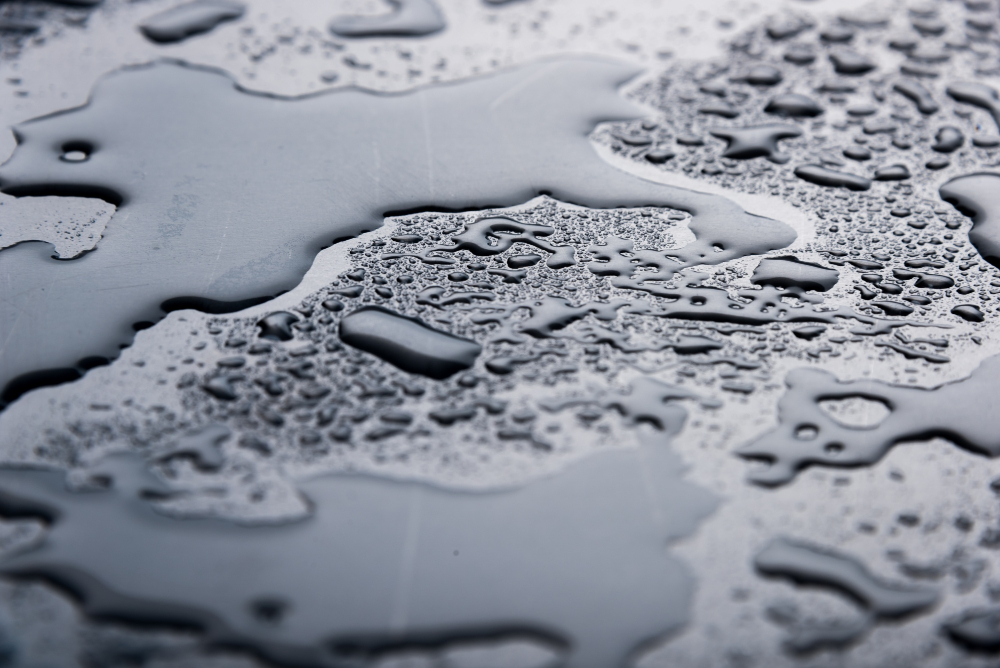water drops on a waterproof surface