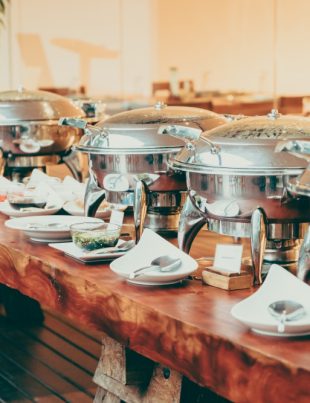 food catering table during event
