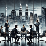 Corporate law firm in Kuala Lumpur with lawyers discussing business strategies