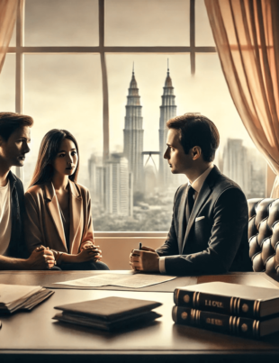 Couple meeting a lawyer for divorce legal support in Kuala Lumpur