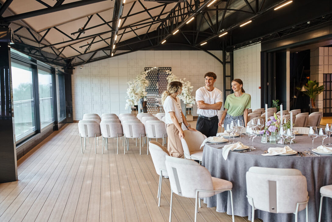 A couple talking to the manager at the top event space in Subang Jaya.