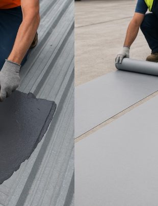 Liquid waterproofing membrane application and sheet waterproof membrane for roof installation on construction surfaces