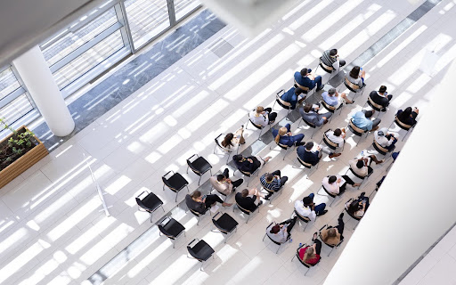 Spacious and well-organized seating arrangement at the top event space in Subang Jaya.