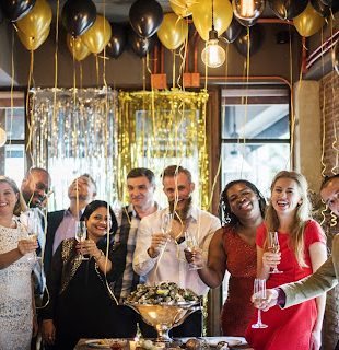 A lively group enjoying a festive moment inside the top event space in Subang Jaya.