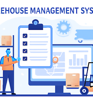 A worker checking the warehouse management system to enhance the workflow