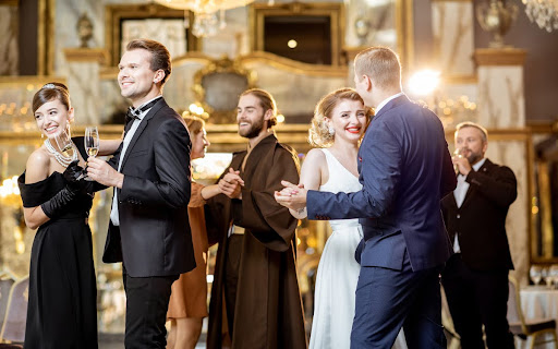 Guests dancing joyfully at a lively celebration in the top event space in Subang Jaya.