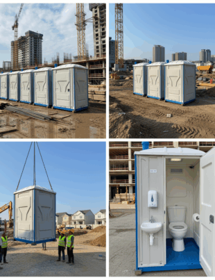 Portable Toilet Cabins at Construction Sites