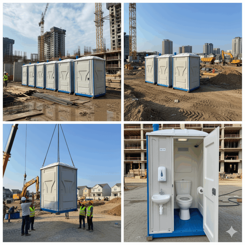 Portable Toilet Cabins at Construction Sites