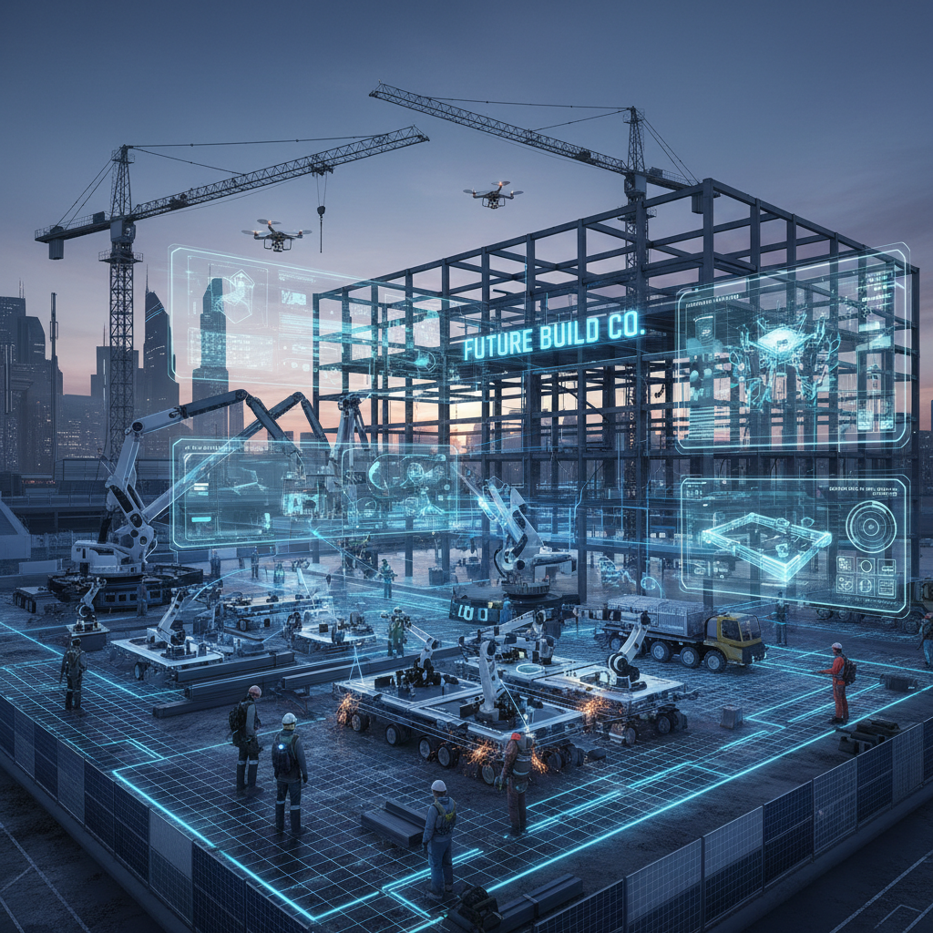 Modern construction site utilising new technology for project management.