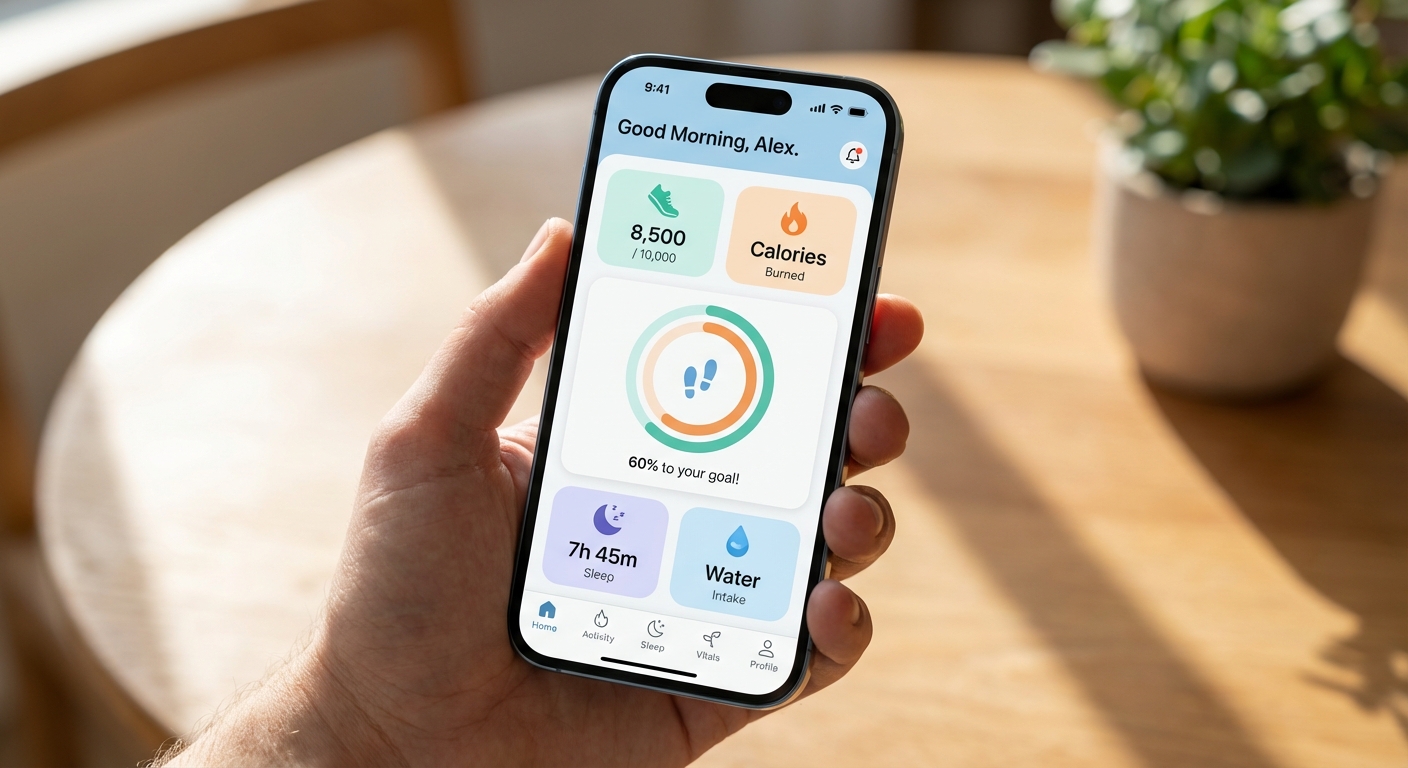 A smartphone displaying a user-friendly health tracking app interface.