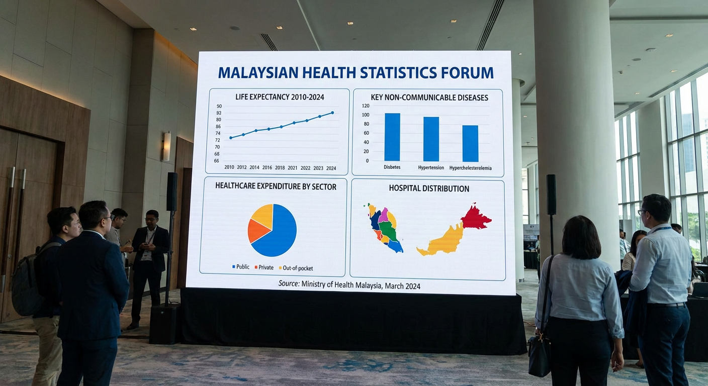 Data charts showcasing Malaysian health statistics.