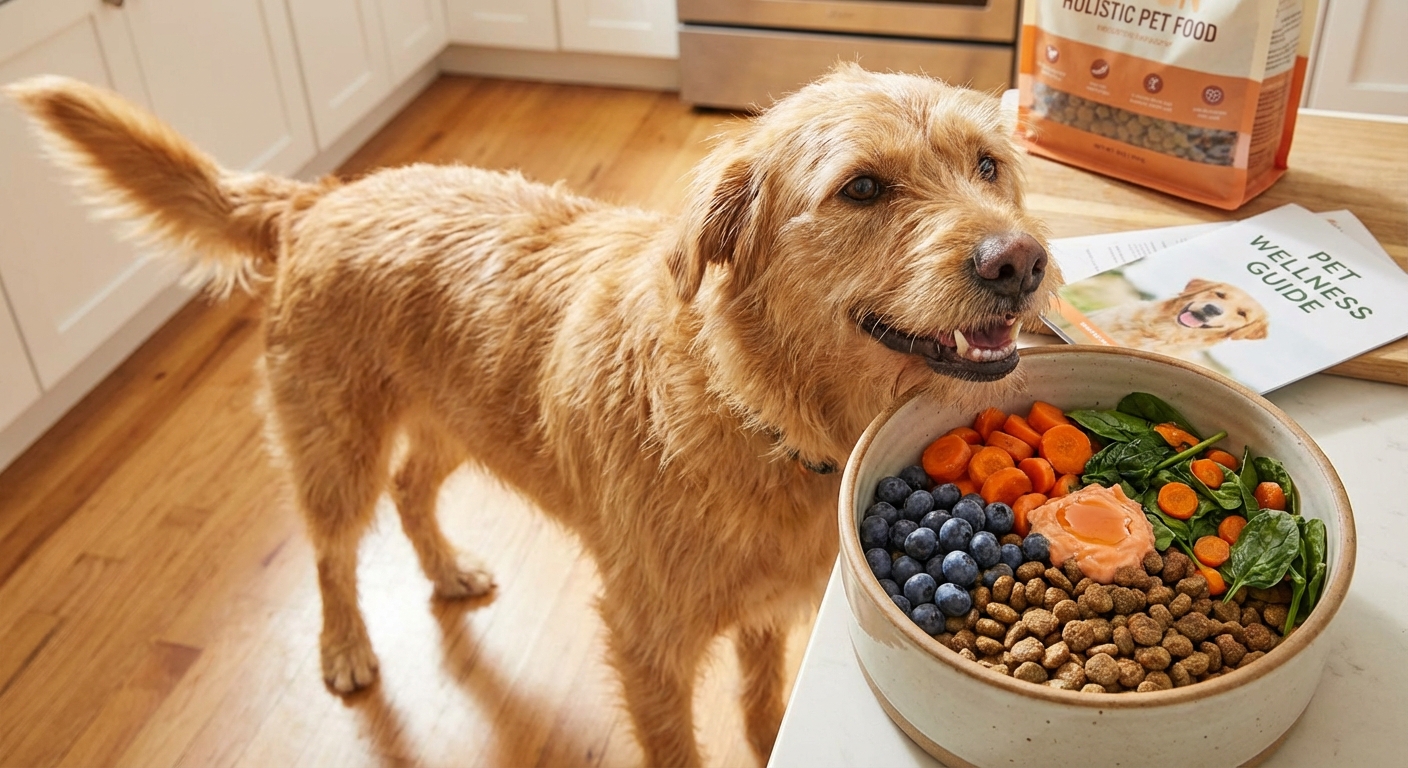 A happy dog enjoying a nutritious meal, reflecting a growing trend in pet wellness.