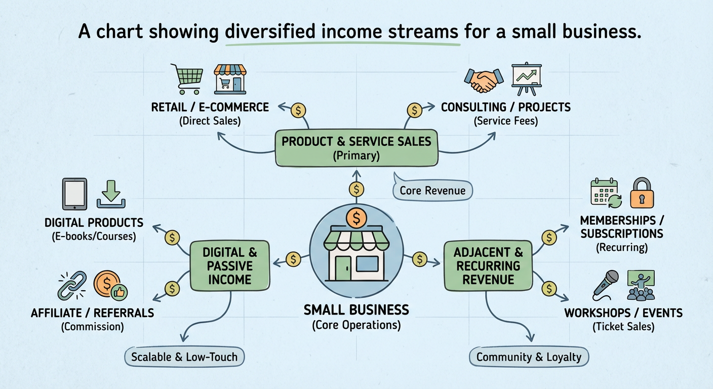A chart showing diversified income streams for a small business.