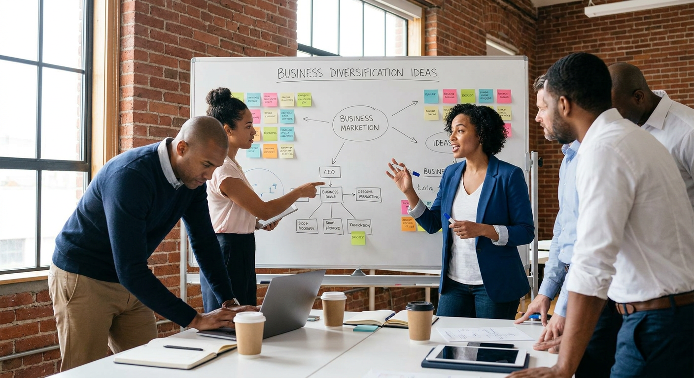 A team brainstorming ways to diversify their business offerings.