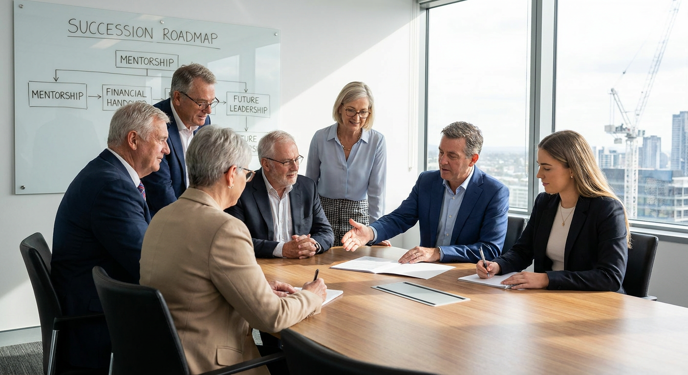 A team planning for a smooth business succession.